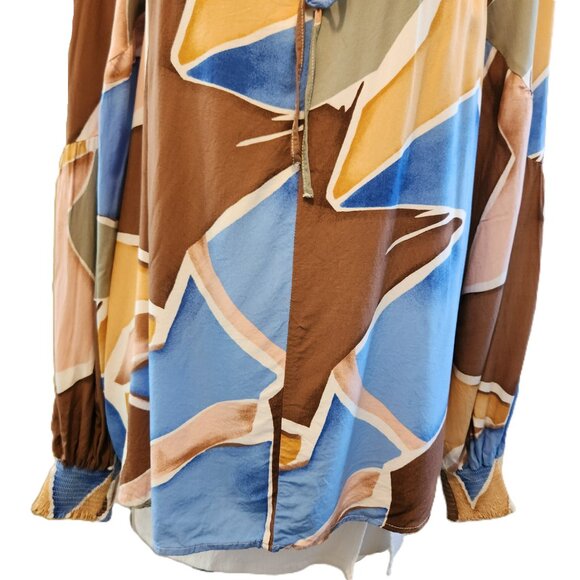 ❤️ 4/$20 Perch Blu Pepper Do It All top Women's 2XL Abstract peasant Keyhole tie - Picture 5 of 16